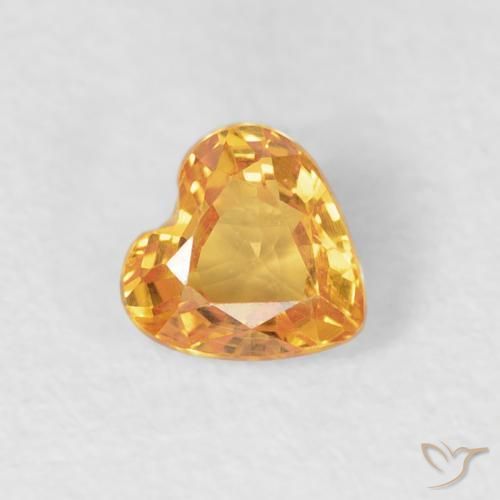 Zaffiro Arancio Medio naturale da 0.46 ct, Cuore, VVS