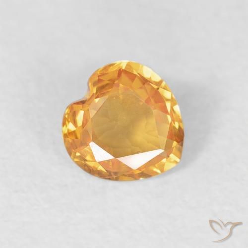 Zaffiro Arancio-Oro naturale da 0.40 ct, Cuore, VVS