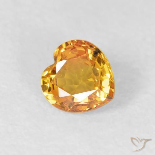 0.44ct Naturale Arancio-Oro Zaffiro, Cuore, VVS