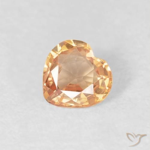 Zaffiro Arancio Medio naturale da 0.38 ct, Cuore, VVS