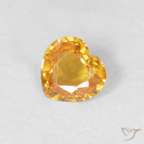 0.32ct Naturale Arancio Scuro-Oro Zaffiro, Cuore, VVS