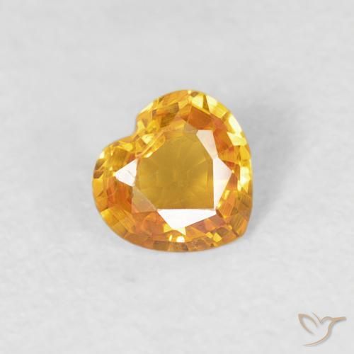 Zaffiro Arancio Scuro-Oro naturale da 0.32 ct, Cuore, VVS