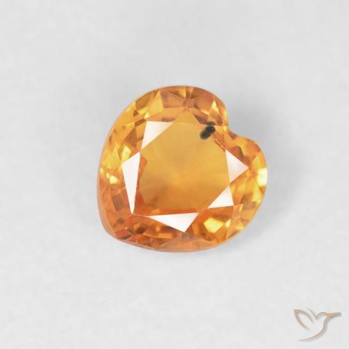 0.44ct Naturale Arancione brillante Zaffiro, Cuore, VVS-VS