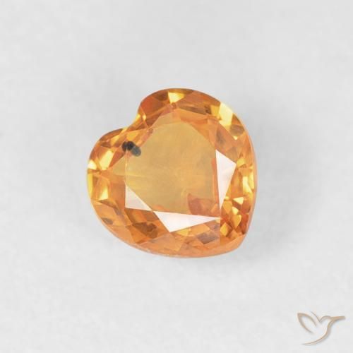 Zaffiro Arancione brillante naturale da 0.44 ct, Cuore, VVS-VS