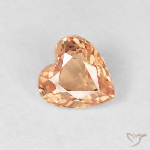 0.50ct Naturale Arancione chiaro Zaffiro, Cuore, VVS