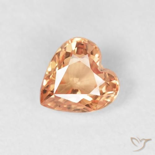Zaffiro Arancione chiaro naturale da 0.50 ct, Cuore, VVS