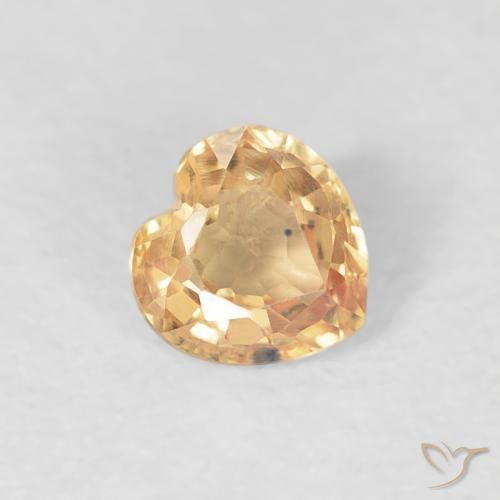 Zaffiro Dorato pesca chiaro naturale da 0.44 ct, Cuore, VVS-VS