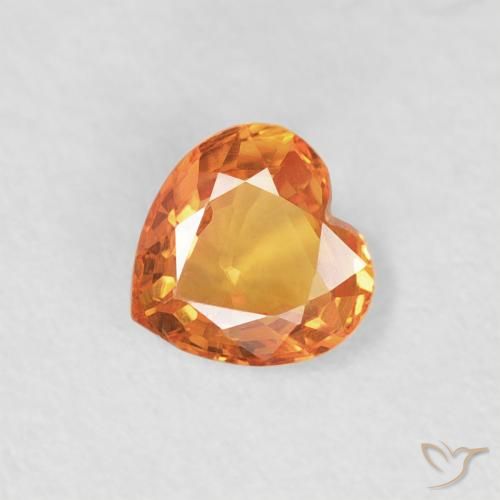 0.40ct Naturale Arancione brillante Zaffiro, Cuore, VVS