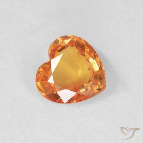 Zaffiro Arancione brillante naturale da 0.40 ct, Cuore, VVS