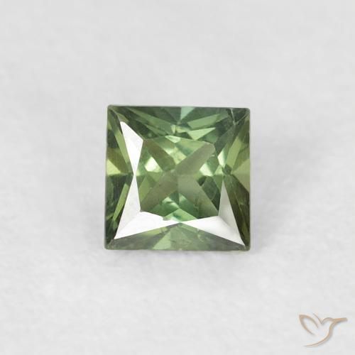 Zaffiro Verde medio naturale da 0.31 ct, Quadrato, VS