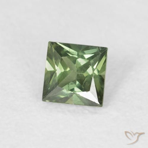 Zaffiro Verde medio naturale da 0.31 ct, Quadrato, VS