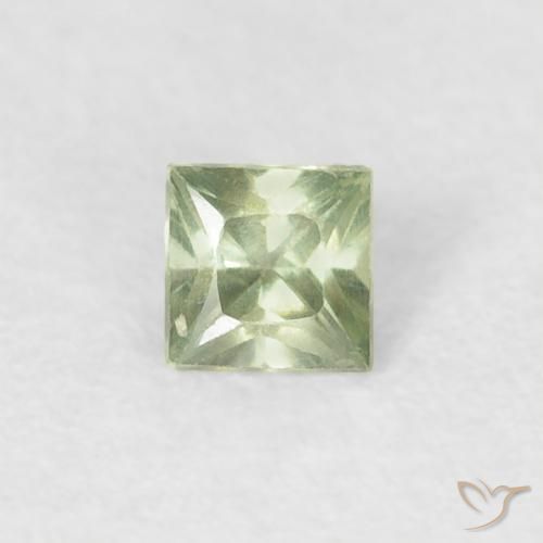0.20ct Naturale Verde salvia molto chiaro Zaffiro, Quadrato, VS