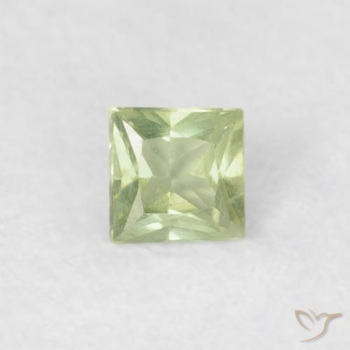 0.18ct Naturale Giallo chiaro Verde Zaffiro, Quadrato, VS, Photo A