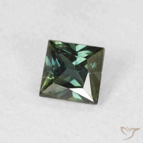 Zaffiro Verde terroso naturale da 0.30 ct, Quadrato, VS