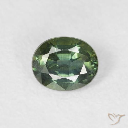 0.38ct Naturale Verde bosco pallido Zaffiro, Ovale, VS