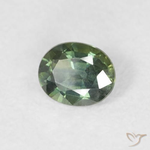Zaffiro Verde bosco pallido naturale da 0.38 ct, Ovale, VS