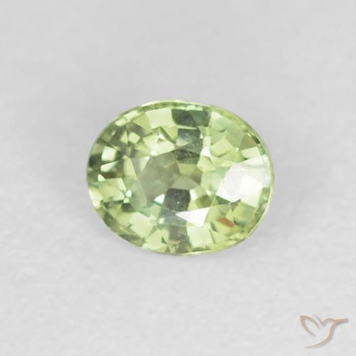 Zaffiro Verde chiaro e vivace naturale da 0.51 ct, Ovale, VVS