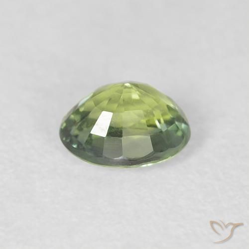 Zaffiro Verde chiaro e vivace naturale da 0.51 ct, Ovale, VVS
