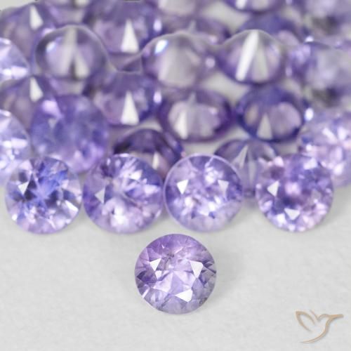 Zaffiro naturale viola da 0,11 ct, taglio rotondo, VS
