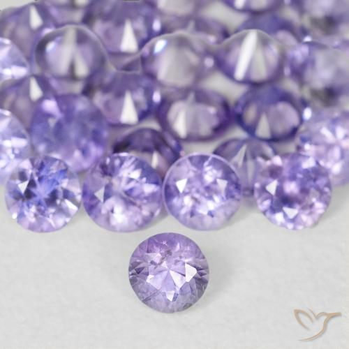 Zaffiro naturale viola da 0,11 ct, taglio rotondo, VS