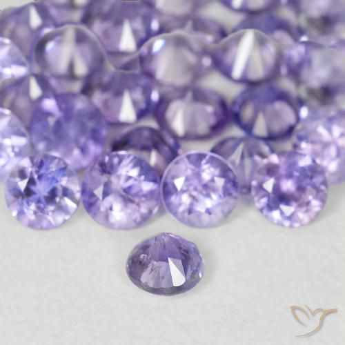 Zaffiro naturale viola da 0,11 ct, taglio rotondo, VS
