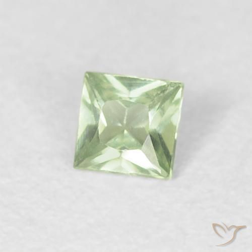 Zaffiro Verde molto chiaro naturale da 0.18 ct, Quadrato, VVS-VS