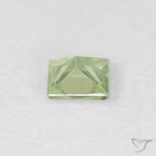 Zaffiro Verde molto chiaro naturale da 0.18 ct, Quadrato, VVS-VS