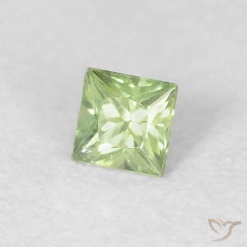 Zaffiro Verde molto chiaro naturale da 0.21 ct, Quadrato, VVS-VS