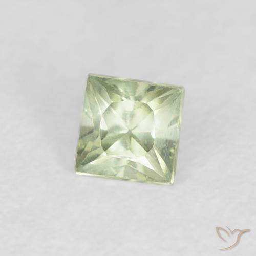 Zaffiro Verde molto chiaro naturale da 0.21 ct, Quadrato, VVS-VS