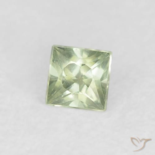 Zaffiro Verde molto chiaro naturale da 0.19 ct, Quadrato, VVS-VS