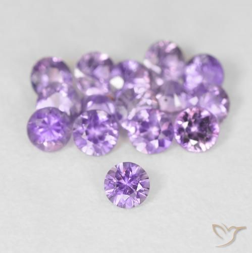 Zaffiro naturale viola da 0,08 ct, taglio rotondo, VS