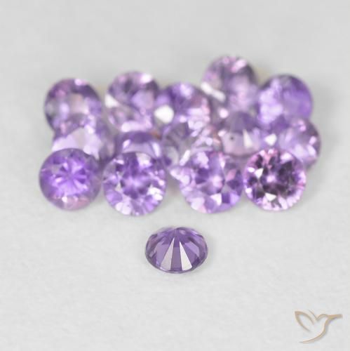 Zaffiro naturale viola da 0,08 ct, taglio rotondo, VS