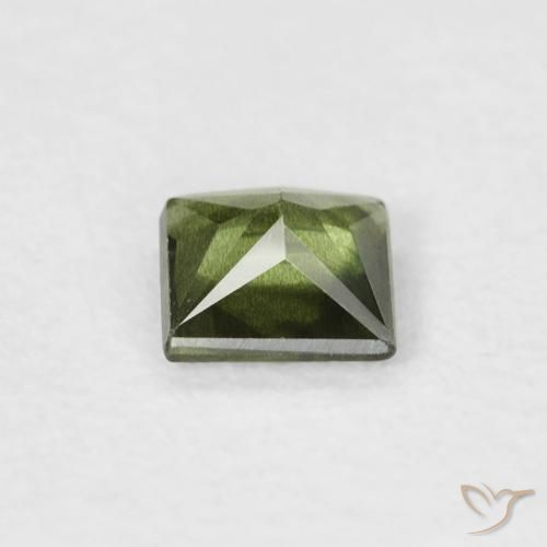 Zaffiro Verde caldo naturale da 0.37 ct, Quadrato, VS
