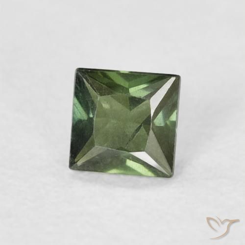Zaffiro Verde scuro naturale da 0.32 ct, Quadrato, VS