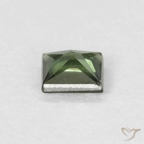 Zaffiro Verde scuro naturale da 0.32 ct, Quadrato, VS