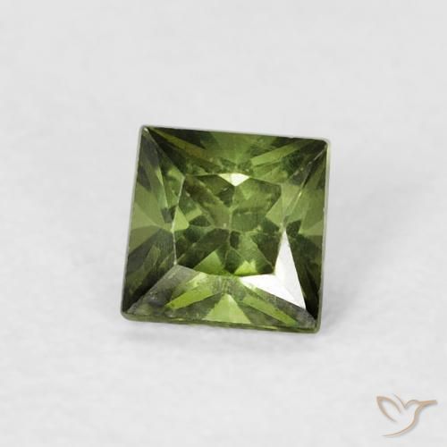Zaffiro Medium Dark-Green naturale da 0.38 ct, Quadrato, VS