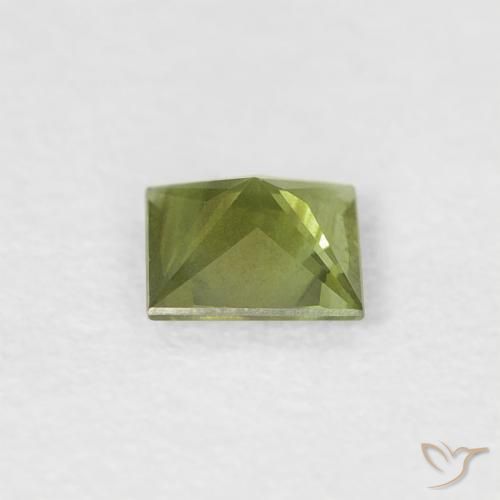 Zaffiro Verde medio naturale da 0.38 ct, Quadrato, VVS-VS
