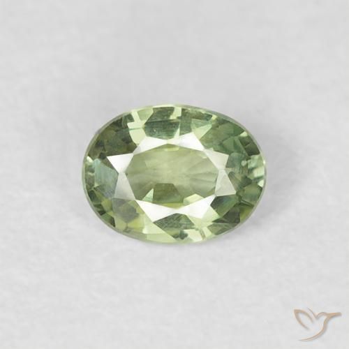 0.27ct Naturale Verde giallastro Zaffiro, Ovale, VVS-VS