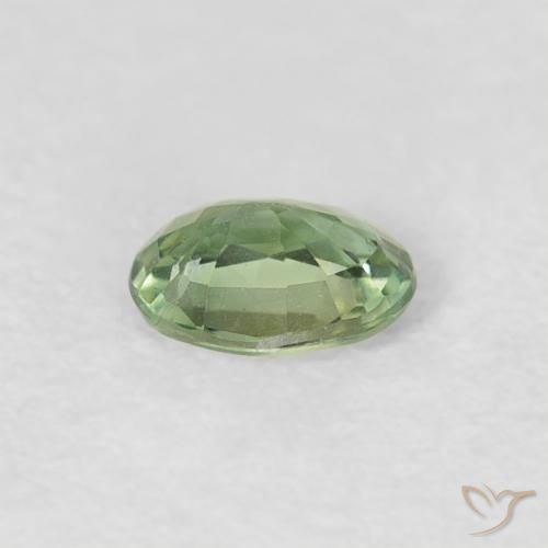 Zaffiro Verde giallastro naturale da 0.27 ct, Ovale, VVS-VS