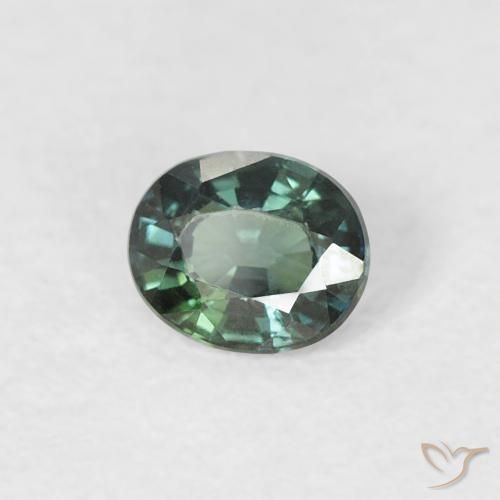 Zaffiro Verde grigiastro naturale da 0.31 ct, Ovale, VVS-VS