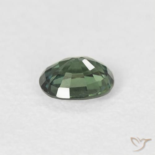 Zaffiro Verde grigiastro naturale da 0.31 ct, Ovale, VVS-VS