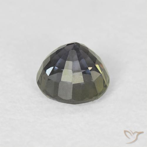 Zaffiro Verde grigiastro naturale da 0.59 ct, Rotondo, VVS-VS