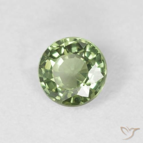 Zaffiro Verde scuro naturale da 0.55 ct, Rotondo, VVS-VS