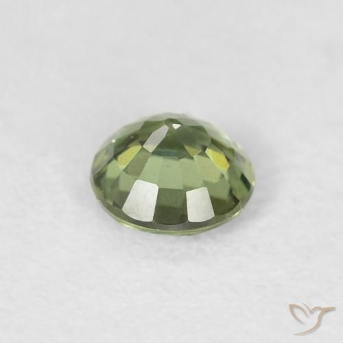 Zaffiro Verde scuro naturale da 0.55 ct, Rotondo, VVS-VS