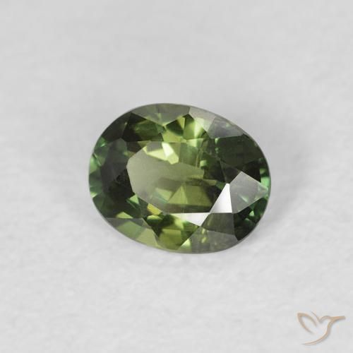 Zaffiro Medium Light Green naturale da 0.48 ct, Ovale, VVS-VS