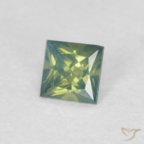 Zaffiro Verde scuro naturale da 0.30 ct, Quadrato, VVS-VS