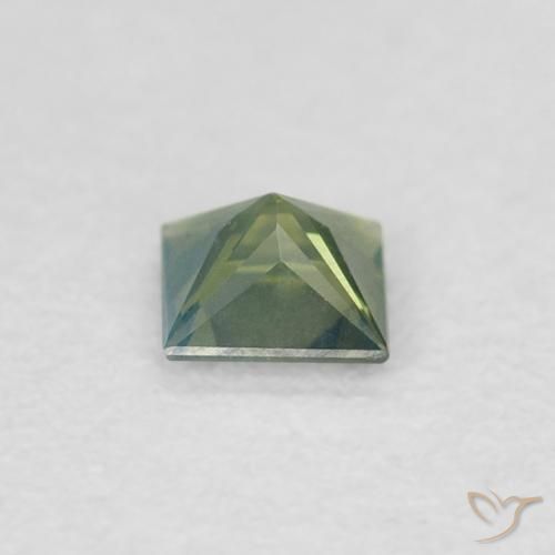 Zaffiro Verde scuro naturale da 0.30 ct, Quadrato, VVS-VS