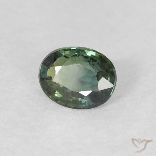 Zaffiro Verde grigiastro naturale da 0.35 ct, Ovale, VVS-VS