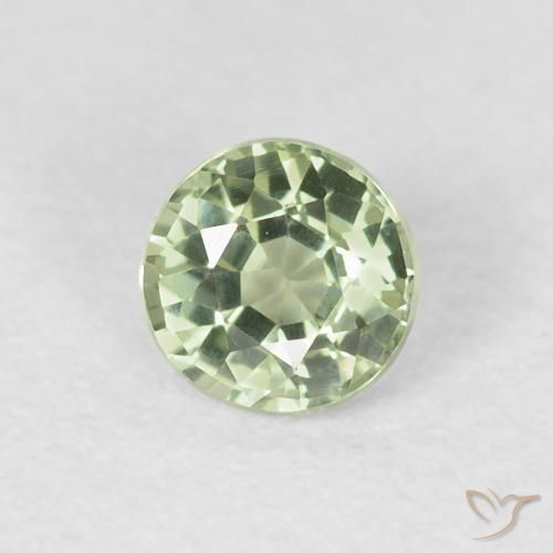 Zaffiro Verde molto chiaro naturale da 0.61 ct, Rotondo, VVS-VS