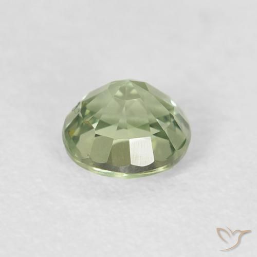 Zaffiro Verde molto chiaro naturale da 0.61 ct, Rotondo, VVS-VS